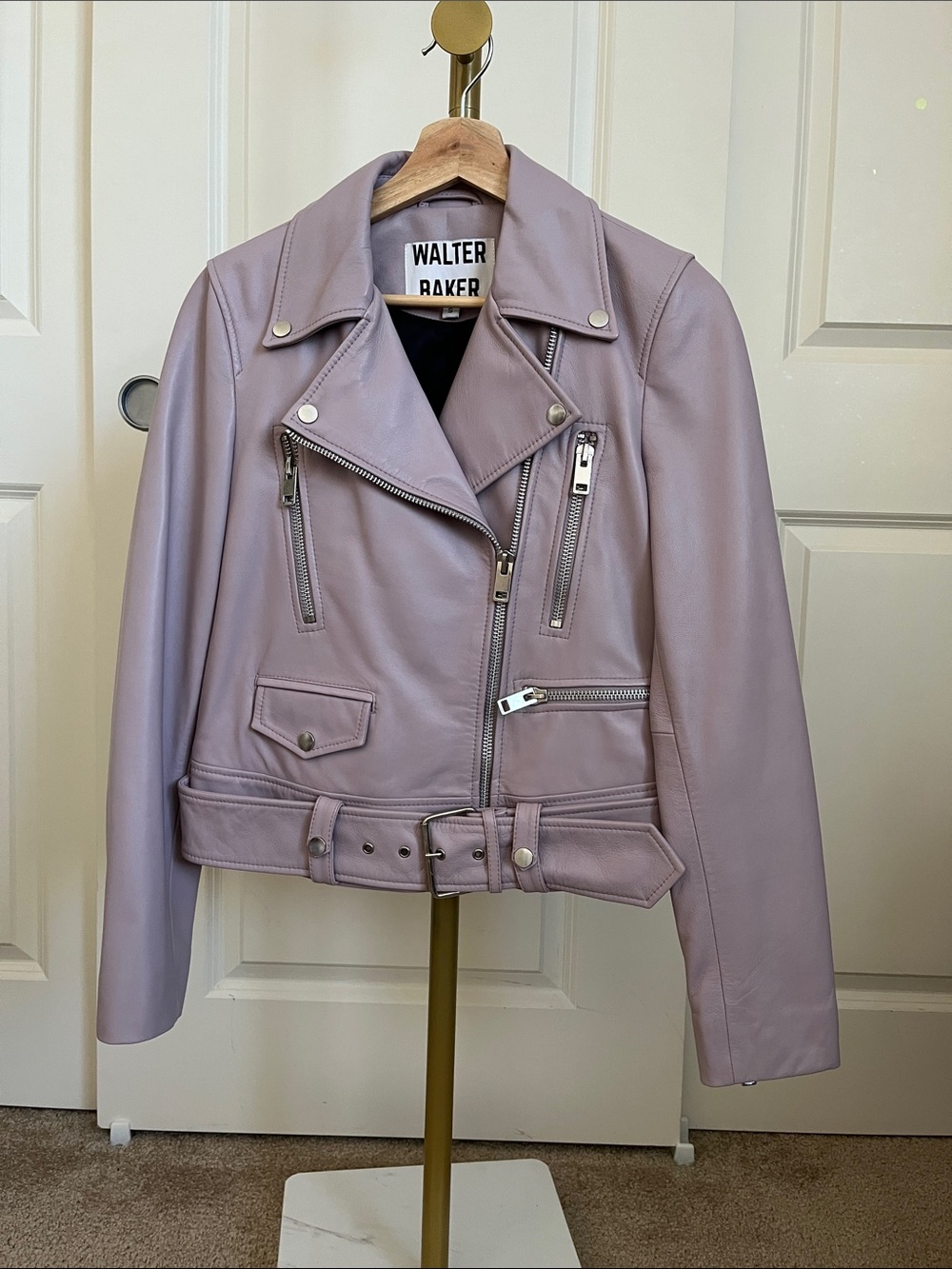 Walter Baker Lilac Leather Moto Jacket